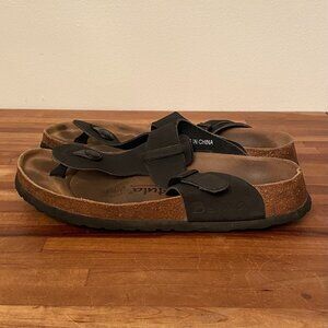 Betula by Birkenstock Women's Size 38 US 8 Black Leather T Strap Thong Sandal
